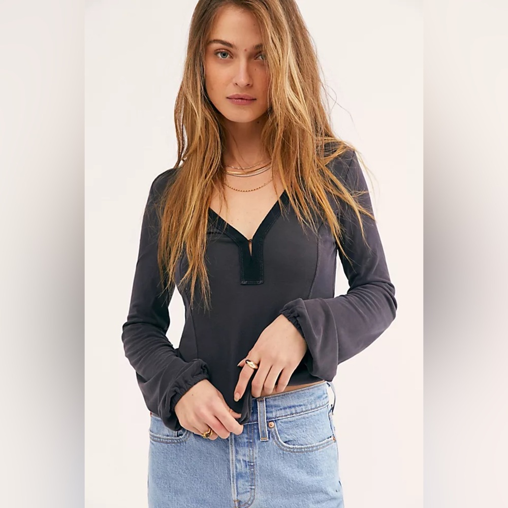 Free People Best Friend Henley/Purple/Medium
